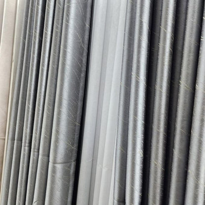 2pcs Textured Curtain (Each 1.5M) with 1Pc Sheer 1.5M