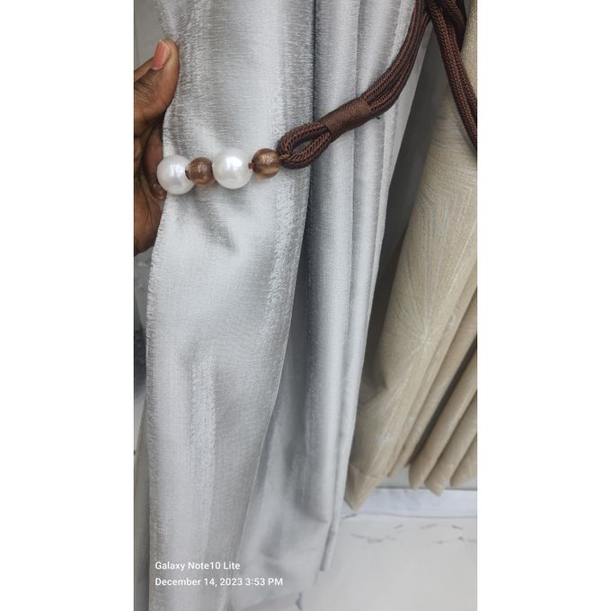 2PCS Modern Window Curtains Light Grey Measuring 2M+2M With A 1Pc Sheer 3M. Ideal For Living Room/bedroom/dining Room/study Room/home Office (exclusive Sheer). With White Plastic Eyelets