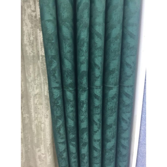 2PCS Modern Window Curtains Emotive Green Patterned Measuring 2M+2M With A 1Pc Sheer 3M. Ideal For Living Room/bedroom/dining Room/study Room/home Office (exclusive Sheer). With White Plastic Eyelets
