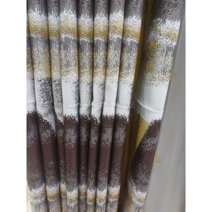 Buy the best Curtains with sheers from our shop .2Pcs Brown Patterned Curtain (1.5M+1.5M) with 1Pc white light sheer (2M)