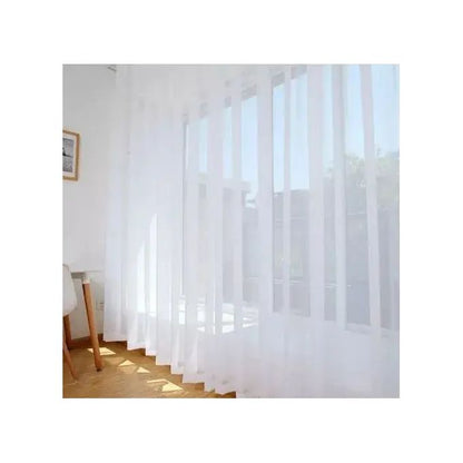 GREY CURTAINS 2Pcs (1.5m Each) Each 2M WHITE SHEER With FREE 2m Single Curtain Rod – Elegant Window Drapes For Living Room & Bedroom