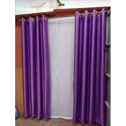 2PCS PURPLE CURTAIN 3M(1.5m each)+ 2M FREE floral SHEER ELEGANT LIVING ROOM