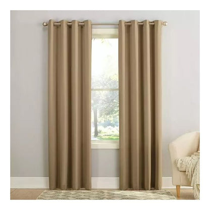2Pcs Beige Curtains (1.5M +1.5M) + 1Pc FREE SHEER (2M)