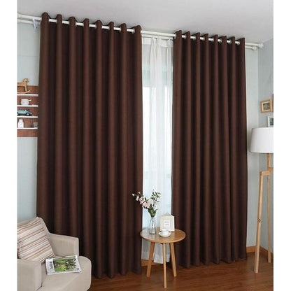 2Pcs (2M Each) Brown Window Curtains For Living Room  + FREE 3M White SHEER