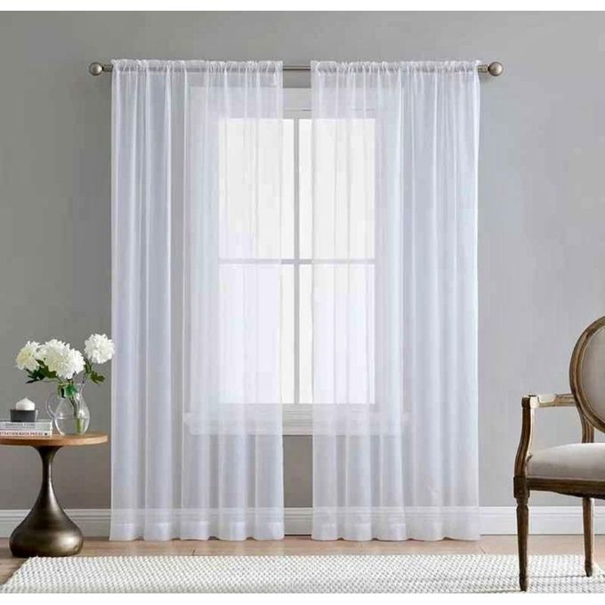 2Pcs New Arrival White Sheer with Rod Pocket Header (1.5m+1.5m)