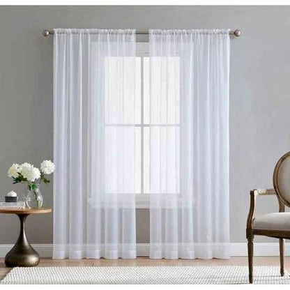 2Pcs New Arrival White Sheer with Rod Pocket Header (1.5m+1.5m)