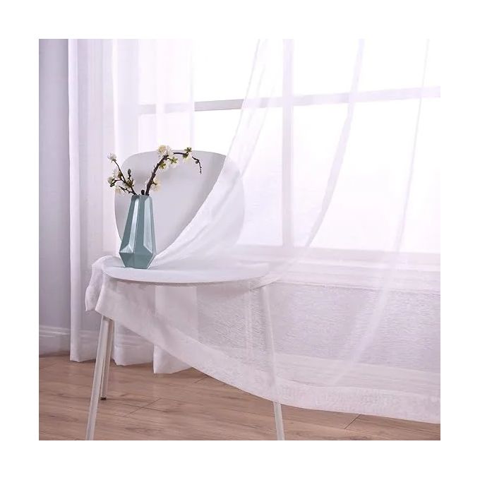 Pink CURTAINS 2Pcs (1.5m Each) Each 2M WHITE SHEER with FREE 2m single Curtain Rod – Elegant Window Drapes for Living Room & Bedroom