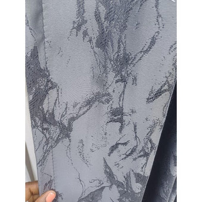 Two Pcs Heavy Blackout Dark Grey Patterned Curtain and Eyelet Header (1.5m Each) with White Heavy Sheer with Rod Pocket Header(2m).