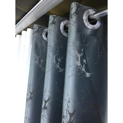 2PCs Heavy Dark Grey Curtain 2m+2M With  Heavy Sheer 3M. With Curtain and Sheer Height of 2.25M. Both Have Eyelet Headers.