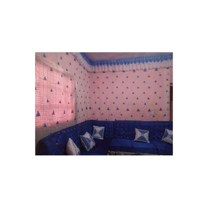 2PCS ROYAL BLUE CURTAIN 3M(1.5m each)+ 2M FREE floral SHEER ELEGANT LIVING ROOM
