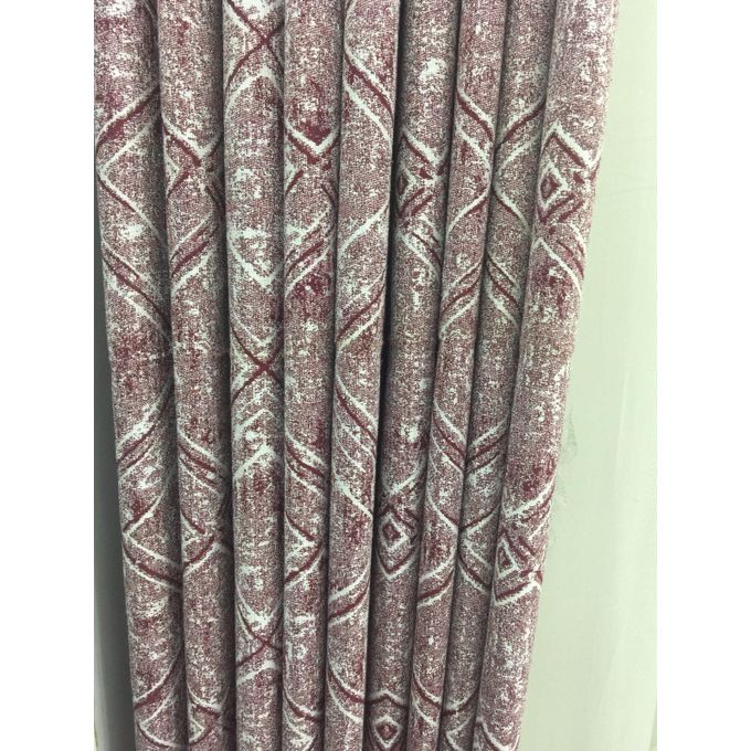 2PCS Modern Window Curtains Maroon Patterned Measuring 2M+2M With A 1Pc Sheer 3M. Ideal For Living Room/bedroom/dining Room/study Room/home Office (exclusive Sheer). With White Plastic Eyelets