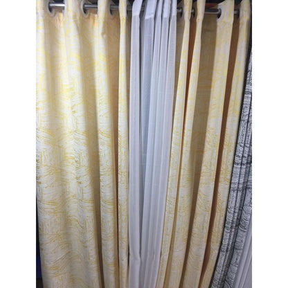 2Pcs New Arrival Blackout Patterned Curtain and Eyelet Header (1.5m Each) with White Heavy Sheer with Eyelet Header (2M)