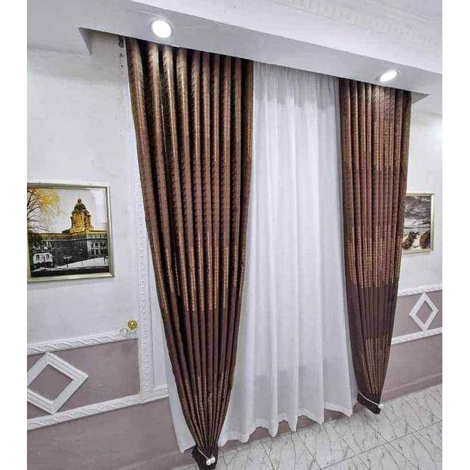 Brown Curtain 2pc And Sheer "set"