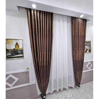 Brown Curtain 2pc And Sheer "set"