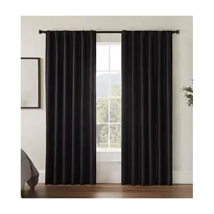 2PCS BLACK BLACKOUT CURTAINS (1.5M Each) And 1 PC Of 2M WHITE SHEER Good For Living Room Window And Door.