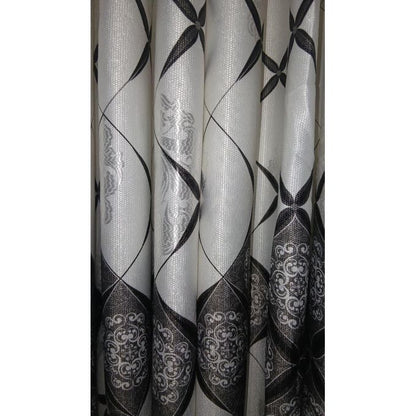 2Pcs Heavy Blackout Curtain and Eyelet Header (1.5m Each) with Matching Embroidered White Heavy Sheer with Rod Pocket Header(2m)