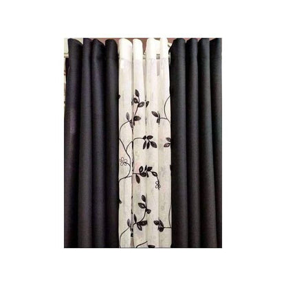 Curtains 2Pc black (1.5M Each) + FREE SHEER