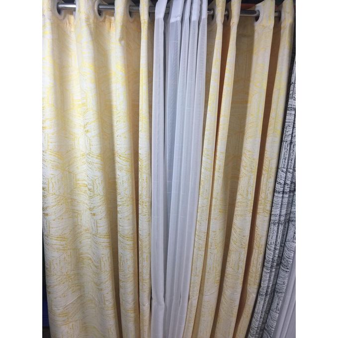 2Pcs New Arrival Blackout Patterned Curtains and Eyelet Header (1.5m Each) with White and Eyelet Header (2m)