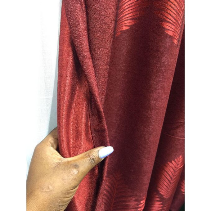 2PCS Modern Window Curtains Red Patterned Measuring 2M+2M With A 1Pc Sheer 3M. Ideal For Living Room/bedroom/dining Room/study Room/home Office (exclusive Sheer). With White Plastic Eyelets