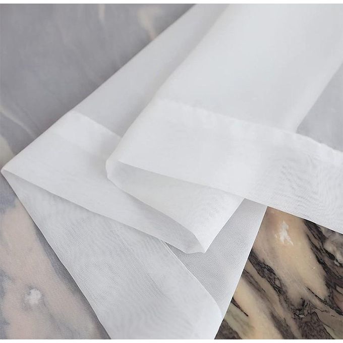 2Pcs BLACK Curtains 1.5M Each + 1Pc  WHITE SHEER 2M