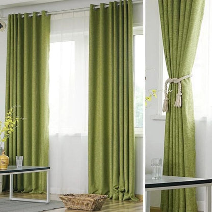 Modern GREEN Curtains (2 panels 1.5m each) with a 2m WHITE MATCHING sheer