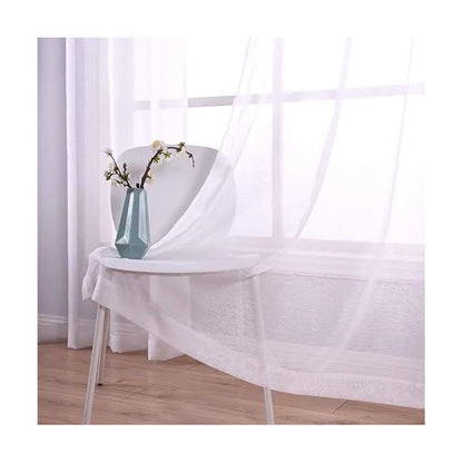 Brown CURTAINS 2Pcs (1.5m Each) Each 2M WHITE SHEER with FREE 2m single Curtain Rod – Elegant Window Drapes for Living Room & Bedroom