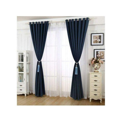 Navy Blue Curtain 2Pcs (1.5m)each 2M White sheer For living room window and door.