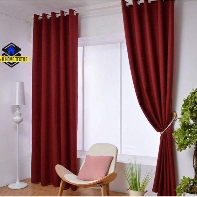 2PCS MAROON CURTAIN 3M(1.5m each)+ 2M FREE floral SHEER ELEGANT LIVING ROOM