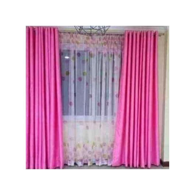 PINK Curtain 2Pcs (1.5m)each 2M White sheer For living room window and door.