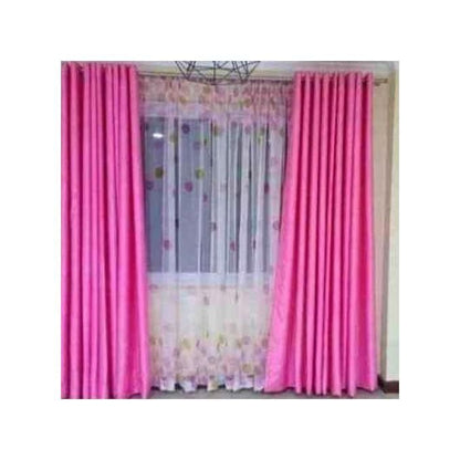 PINK Curtain 2Pcs (1.5m)each 2M White sheer For living room window and door.