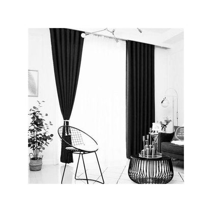Curtains 2Pc black (1.5M Each) + FREE SHEER