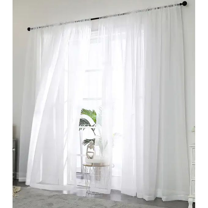 2pcs White Blackout Curtain (1.5m +1.5m) with a 2m Free sheer