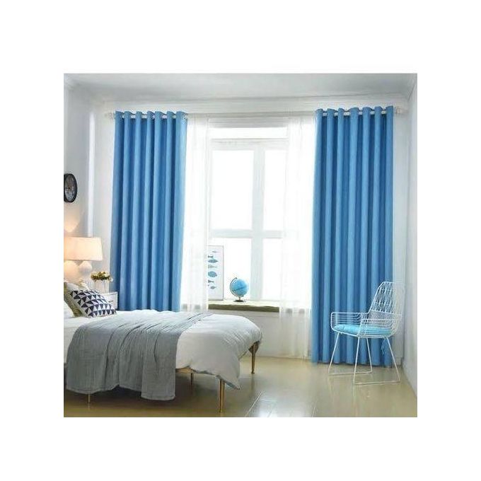 2PCS SKY BLUE CURTAIN 3M(1.5m each)+ 2M FREE floral SHEER ELEGANT LIVING ROOM