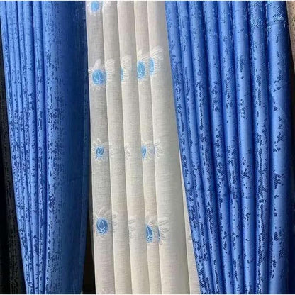1pcs 1.5M Sky Blue Curtain WITH 1.5M White Heavy Sheers