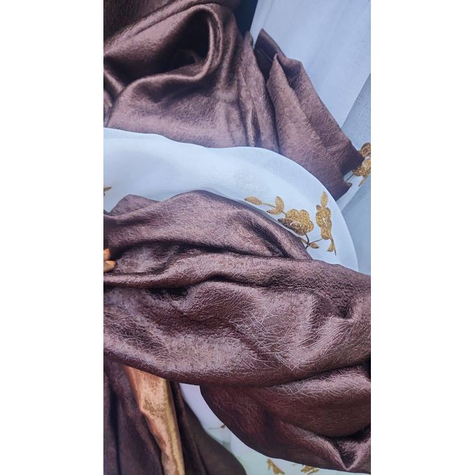 2Pcs BROWN  Curtains 3M (1.5M +1.5M) + 1Pc FREE FROLRAL SHEER (2M) window with a length of 1.5 meters  is best served by a 3-meter curtain.