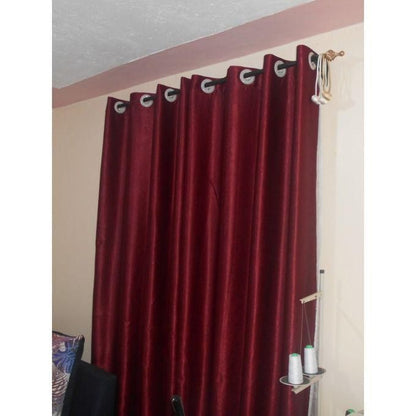 2PCS MAROON CURTAIN 3M(1.5m each)+ 2M FREE floral SHEER ELEGANT LIVING ROOM