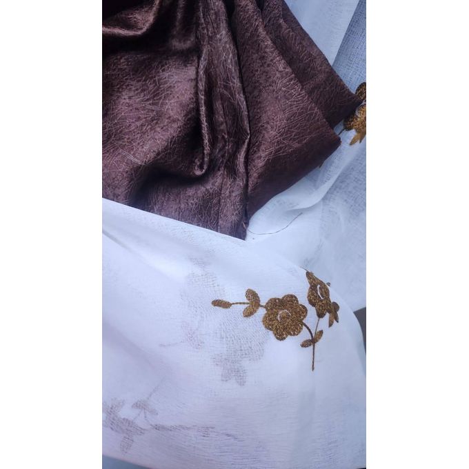 2Pcs BROWN  Curtains 3M (1.5M +1.5M) + 1Pc FREE FROLRAL SHEER (2M) window with a length of 1.5 meters  is best served by a 3-meter curtain.