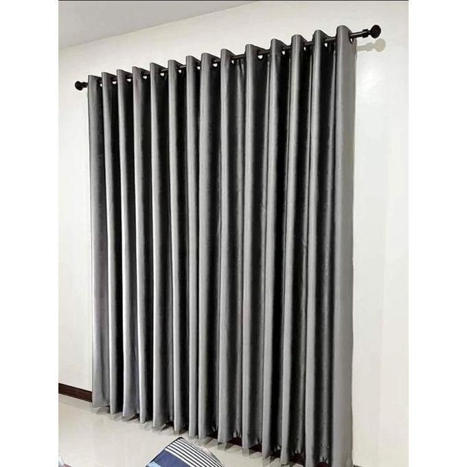2Pcs Grey Curtains Measuring 3M+3M Plus 5M White Sheer For Home Window: Living Room, Dining Room, Bedroom, Study Room. With White Plastic Eyelets For Mounting With A Curtain Rod