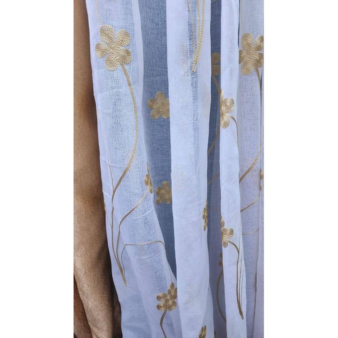 2Pcs BEIGE  Curtains 3M (1.5M +1.5M) + 1Pc FREE FROLRAL SHEER (2M) window with a length of 1.5 meters  is best served by a 3-meter curtain.