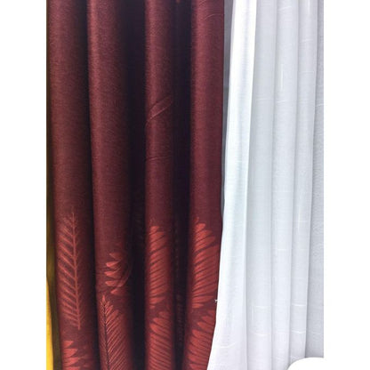 2PCS Modern Window Curtains Red Patterned Measuring 2M+2M With A 1Pc Sheer 3M. Ideal For Living Room/bedroom/dining Room/study Room/home Office (exclusive Sheer). With White Plastic Eyelets