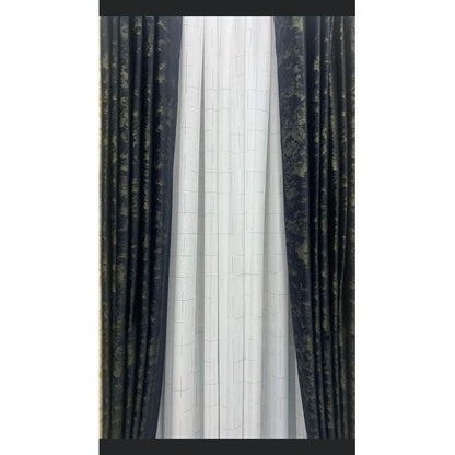 BLACK  blackout VELVET curtain comes in panels of 2pcs  CURTAIN 3M(1.5M+1.5M) and 2m sheer,Both curtain and sheer have eyelet header design and they are long enough to cover your window,with  the height of 225cm.